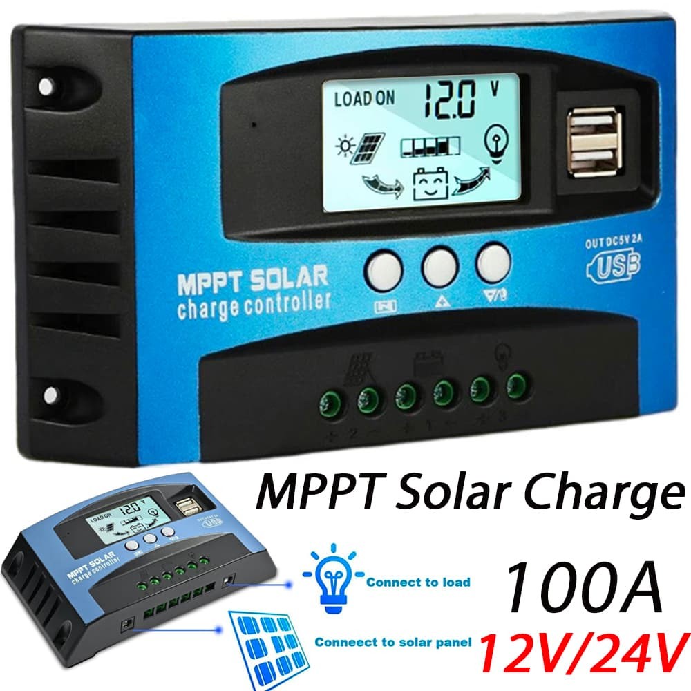 MPPT Solar Charger Controller Battery Regulator Dual USB LCD Display 12V/24V
