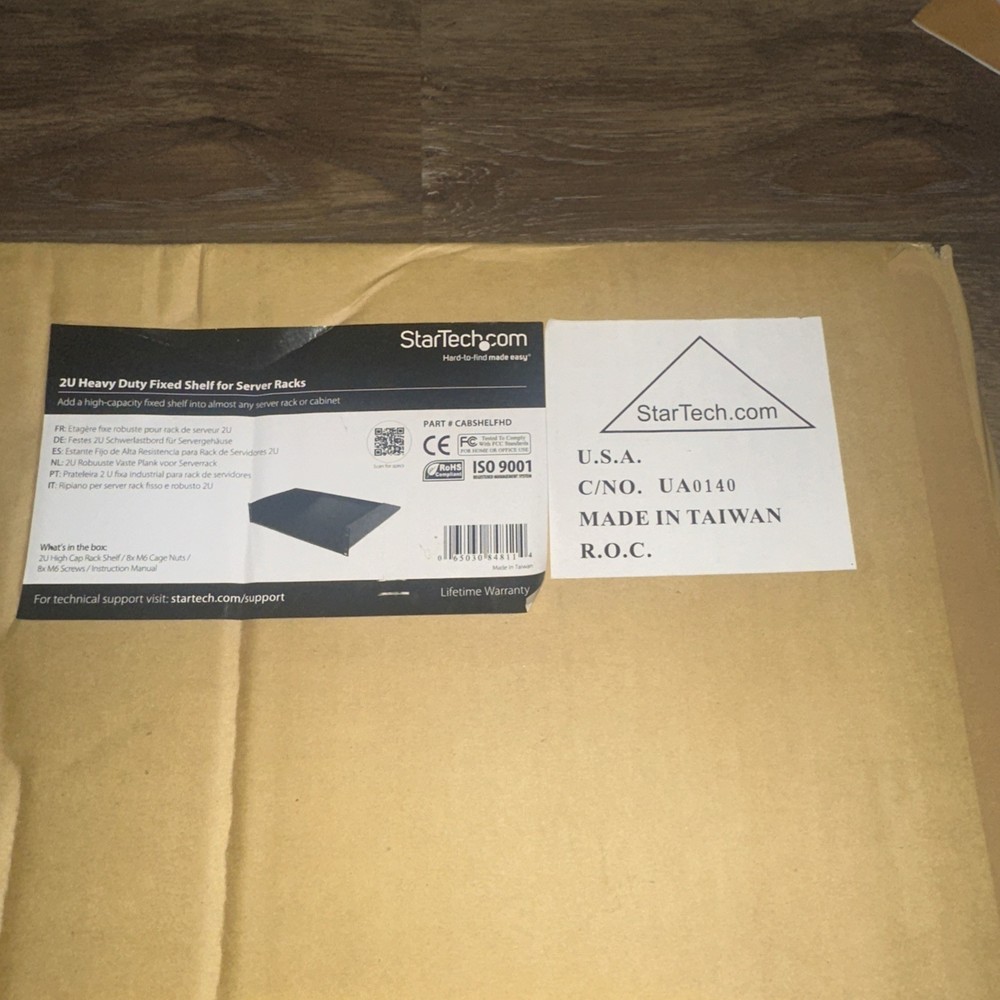 StarTech 2U Heavy Duty Fixed Server Rack Cabinet Shelf - 125lbs