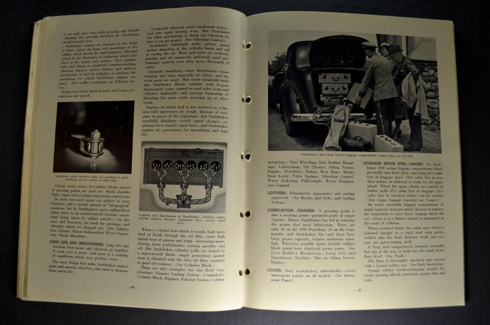 1938 Studebaker Inside Facts Book President Commander Six Excellent Original 38