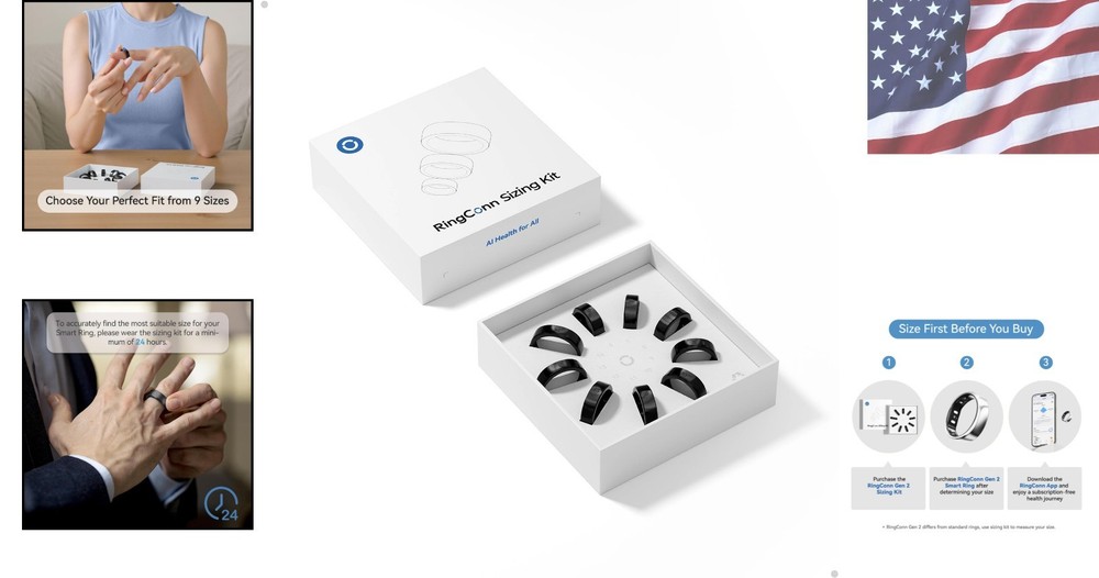 Smart Ring Sizing Kit - Discover Your Fit with 9 Sizes, Compatible with Ringconn