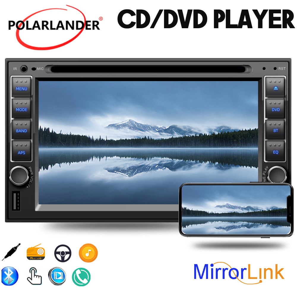 Touch Screen 6.2" 2 Din USB/SD/AUX Stereo Bluetooth Remote control DVD/CD Player
