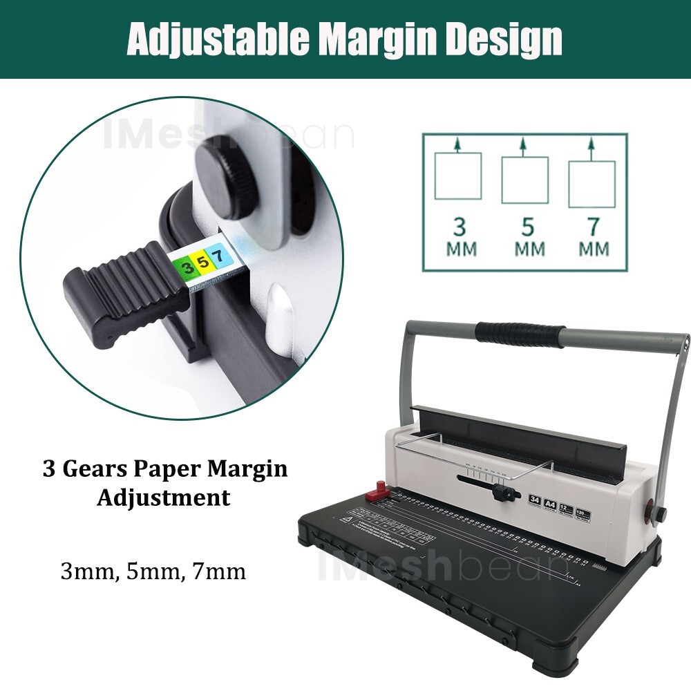 Manual Spiral Coil Binding Machine 34 Holes Puncher Documents Office 120 Sheets