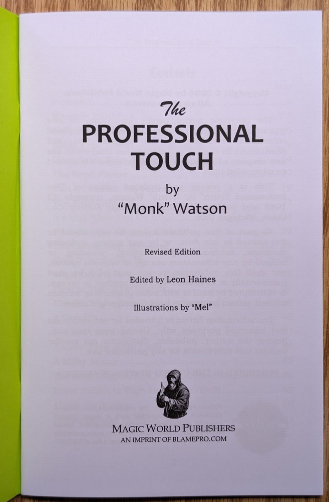 The Professional Touch by Donald "Monk" Watson