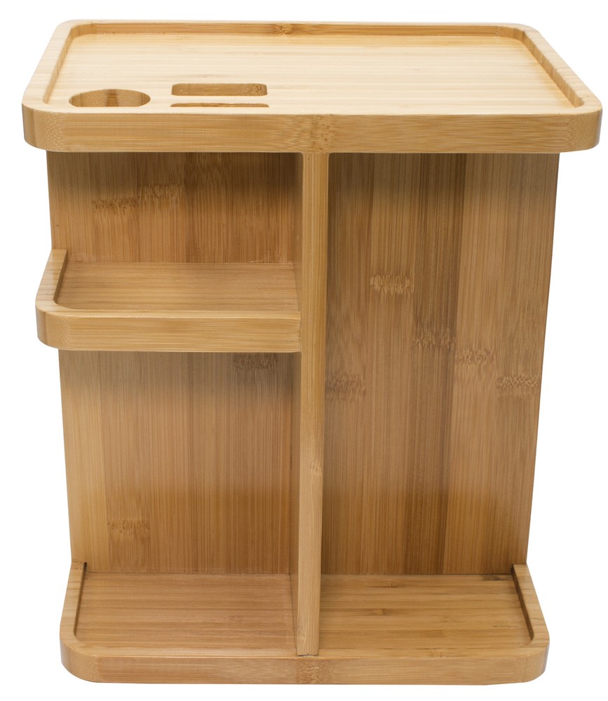 360° Bamboo Makeup Organizer, Multi-Function Storage Carousel for Cosmetics