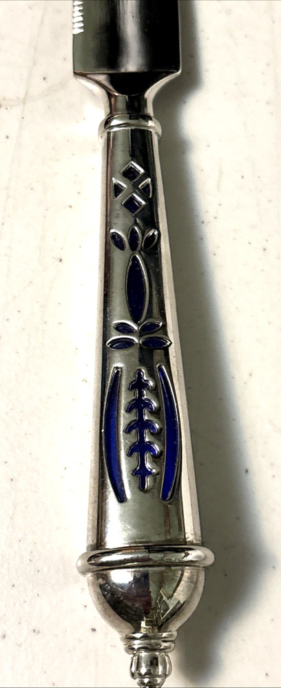 Wedding Cake Knife Silver Color with Colbalt Blue Insert 12.75 "