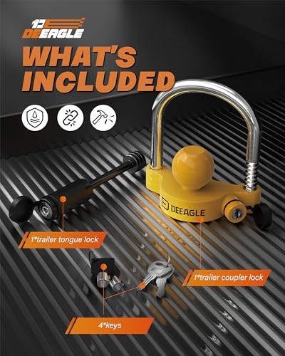 Trailer Coupler Lock, Include Universal Trailer Ball 3.5 inch yellow&black