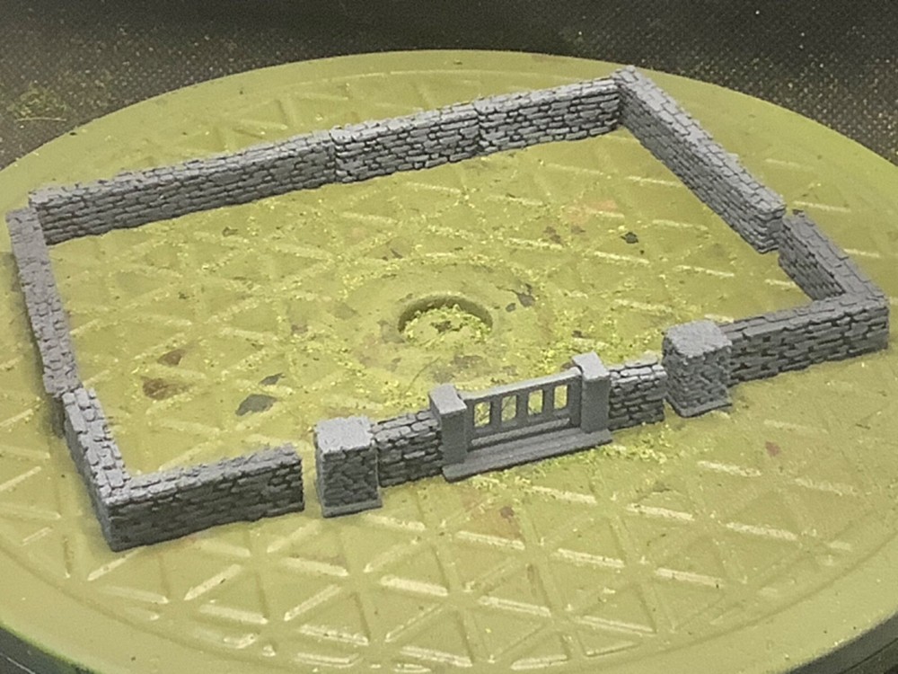 15mm Painted Rock Wall Sections with Gate #3