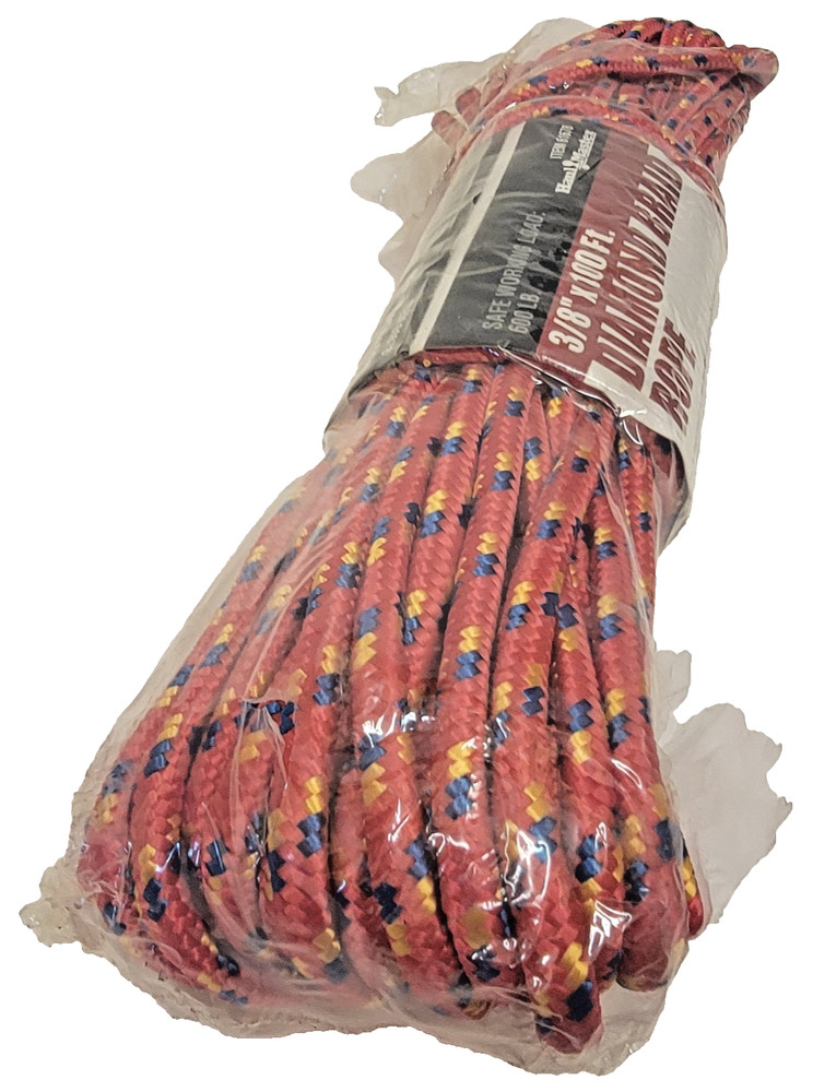 HAUL-MASTER Red Diamond Braid Rope 3/8"x100'