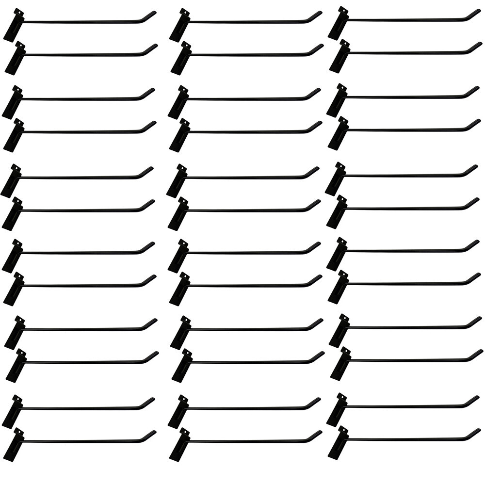 12" Slatwall Hooks,Black,Hanger Display,Display Panel Hooks Wire Metal 12 Pc Set