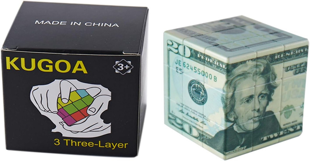 Speed Cube 3X3 Ten-Dollar Notes/Bill Back Pattern Magic Cube Puzzle,Iq Games Puz