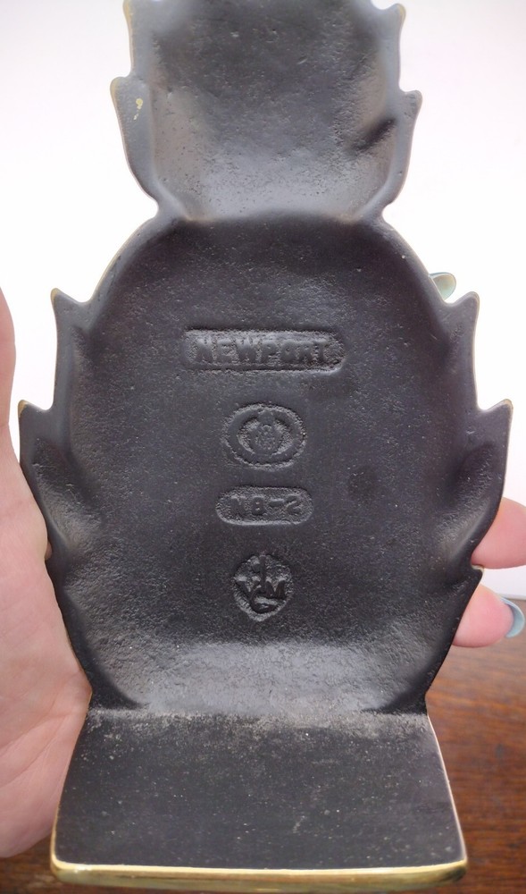 1- Newport Solid Brass Bookend 7 in tall, tag on bottom , N8-2, very Nice.