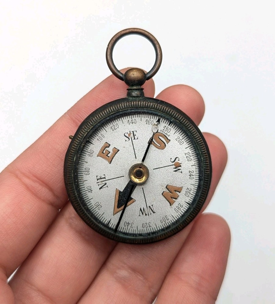 Vintage Pocket Compass Floating Dial Brass Case *Read*
