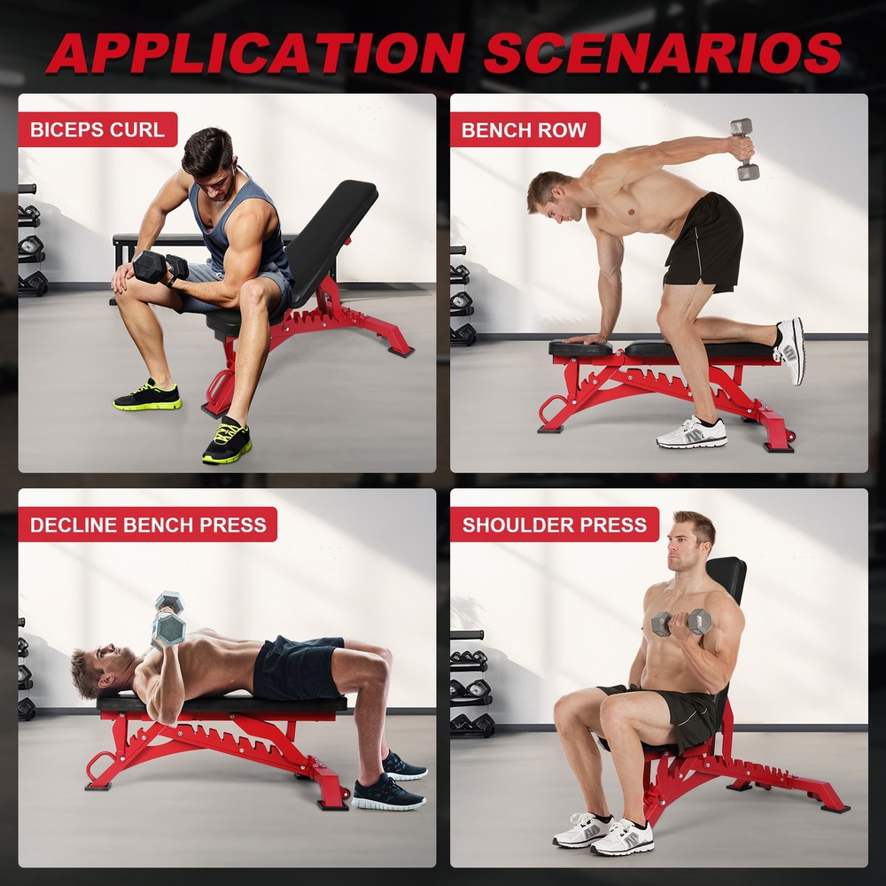 Workout Bench Adjustable Strength Training Bench Exercise Bench for Home Gym