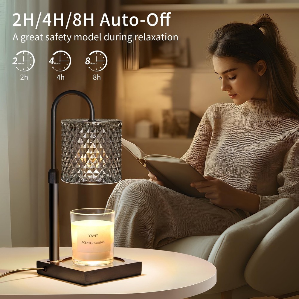 YAYIT Candle Warmer Lamp with Timer Dimmer Adjustable Height, Black