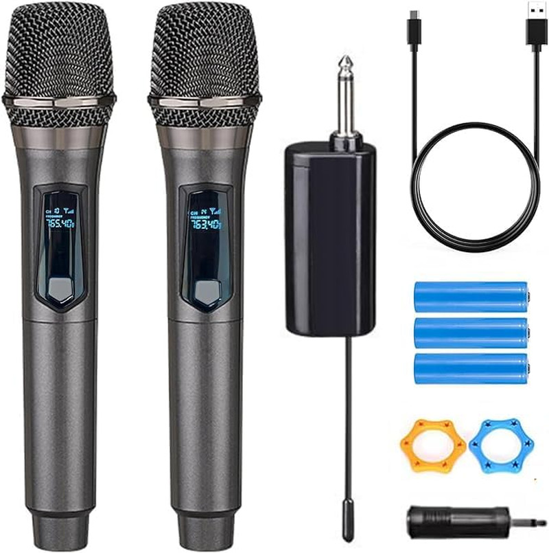 Wireless Microphone, Rechargeable Fixed Frequency Wireless Dual Microphone,Ha...