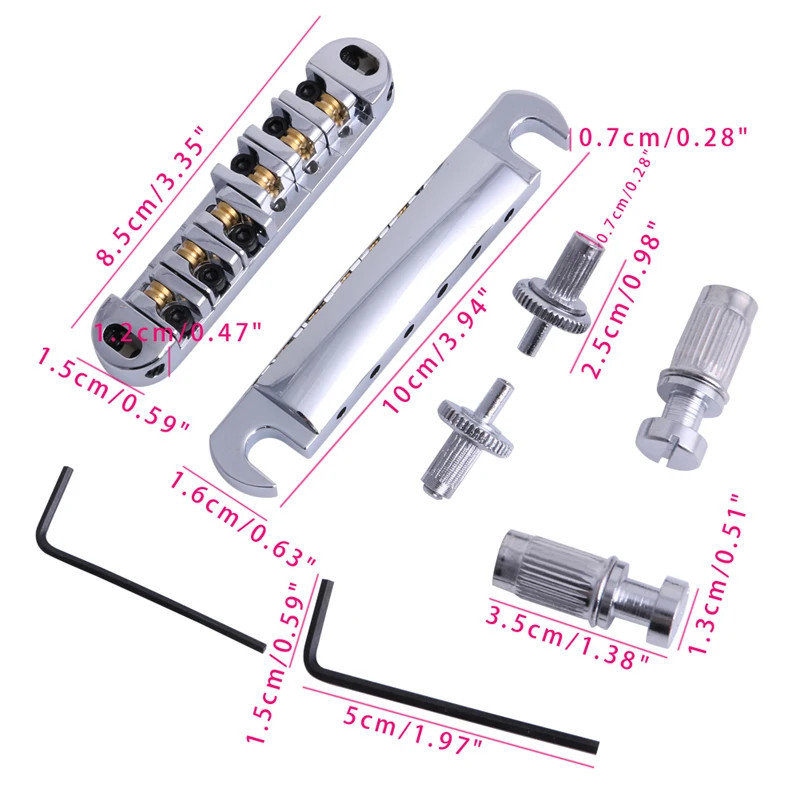 Adjustable Roller Saddle Tune-o-matic Bridge Tailpiece Studs Set for Les Paul LP
