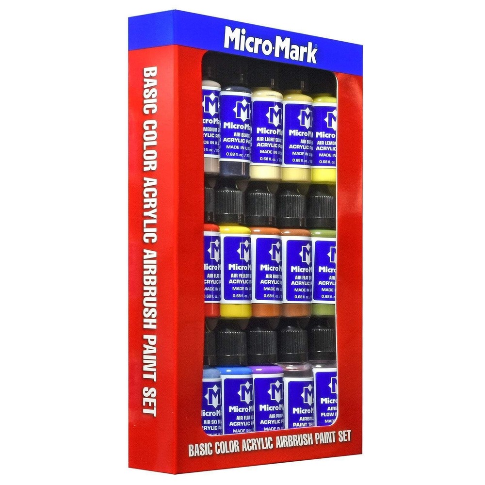 Micro-Mark Basic Color Airbrush Paint Set – Versatile Acrylic Paints for M