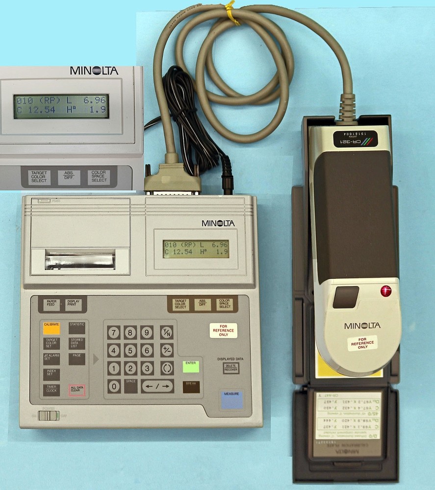 Konica Minolta CR-321 Chroma Meter & DP-301 Data Processor, Manual, Case