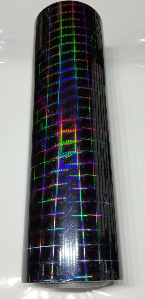 Black Plaid Pattern Holographic Diffractive Sign Vinyl 24" x 6 ft Roll