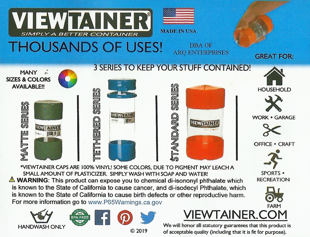 RED Clear ViewTAINER Storage UNbReAkAbLe POLY CONTAINER 6" Coins Tools Parts