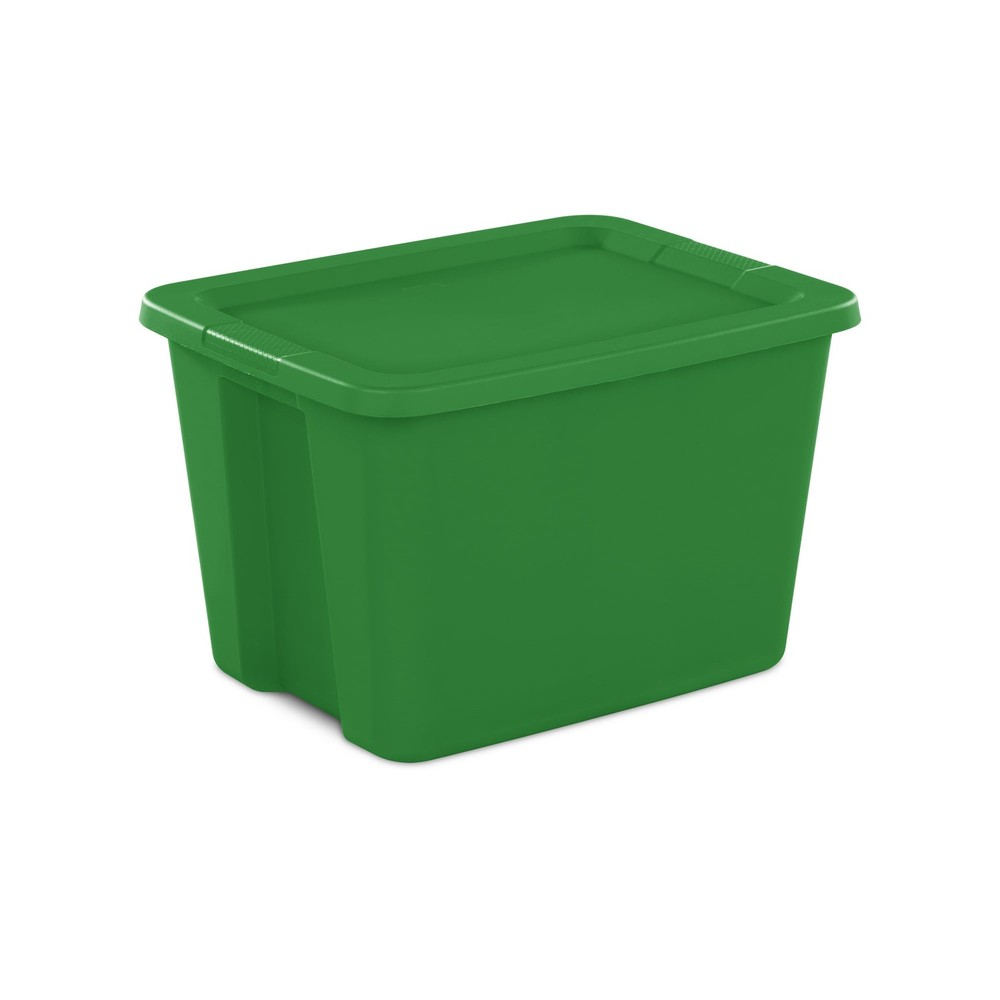 Sterilite Large Storage Bin, 18 Gallon Plastic Storage Container Green 8 Pack