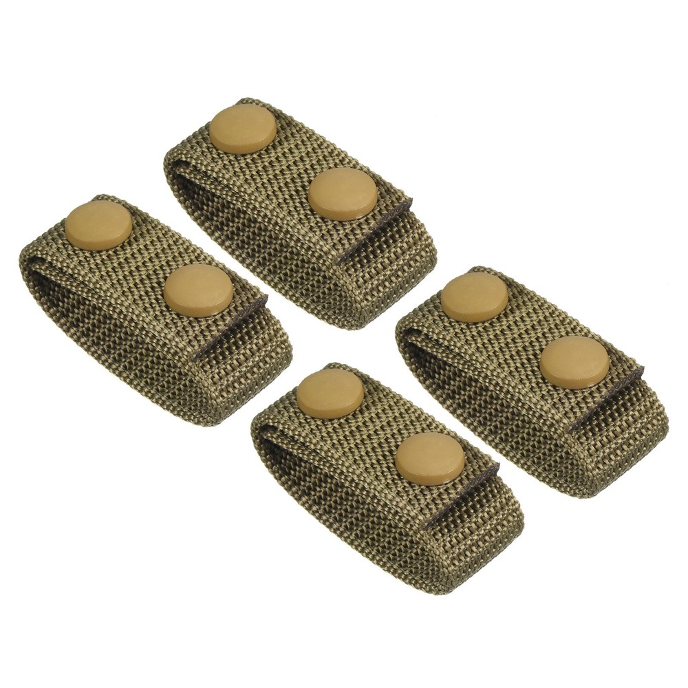 Belt Keeper, 4Pcs Nylon Webbing Loop with Double Snaps Belt, Khaki