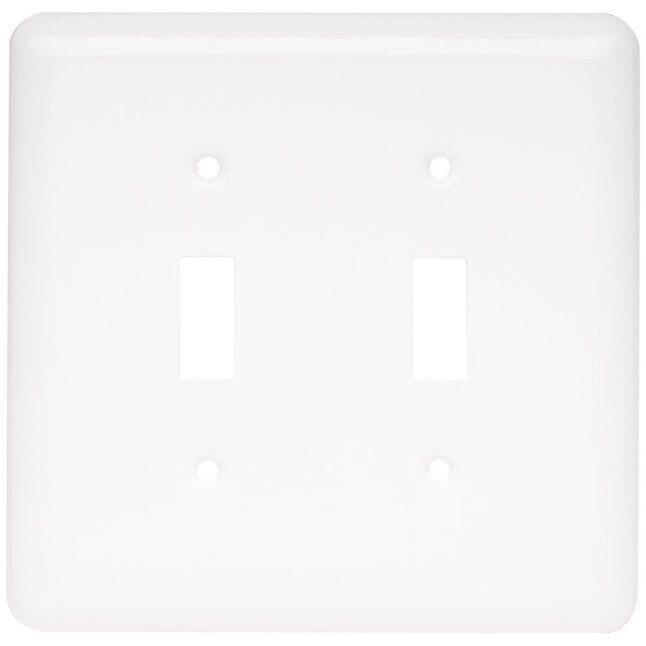 (5 Pack) Stamped Round Double Switch Wall Plate- White