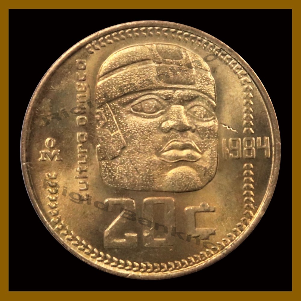 Mexico 10 & 20 Centavos (Cent) (2 Coin Set), 1977-1984 Eagle & Snake Olmeca
