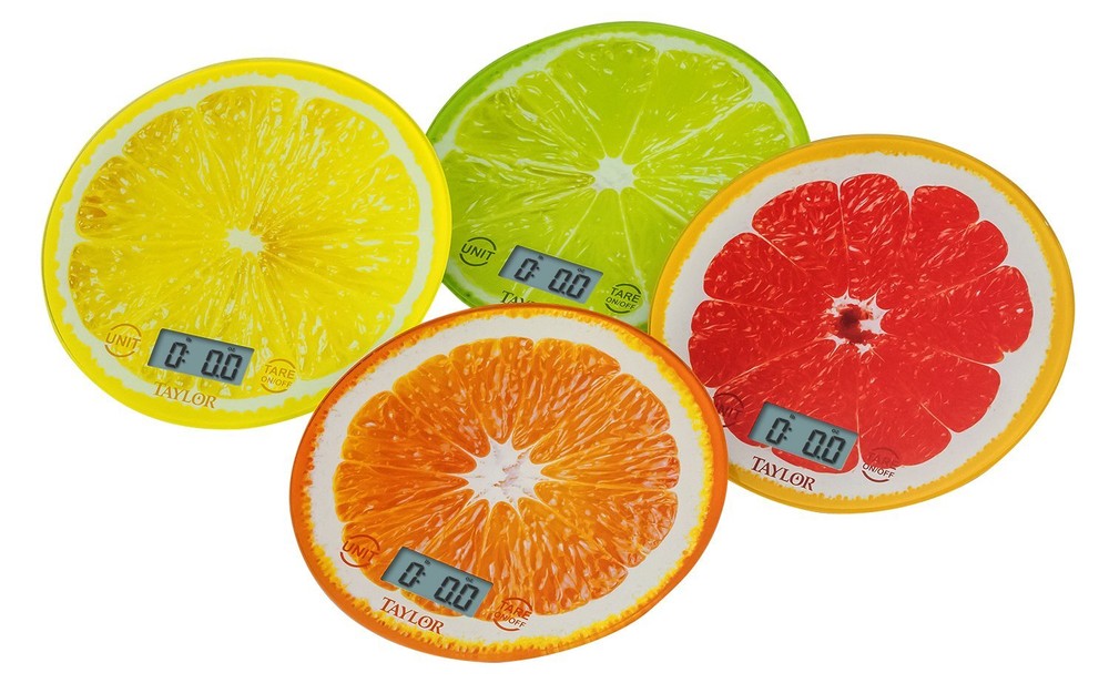 Taylor Grapefruit Citrus Glass Kitchen Scale, Red