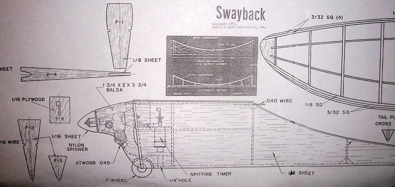 Air Trails SWAYBACK PLAN + CONSTRUCTION ARTICLE for 36" 1/2A FF Model Airplane