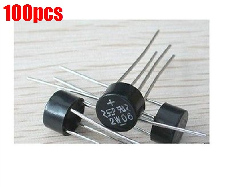 100Pcs Bridge Rectifier 2W06 2A 600V Diode 2 Amp 600 Volt Full Wave Rectifier ie