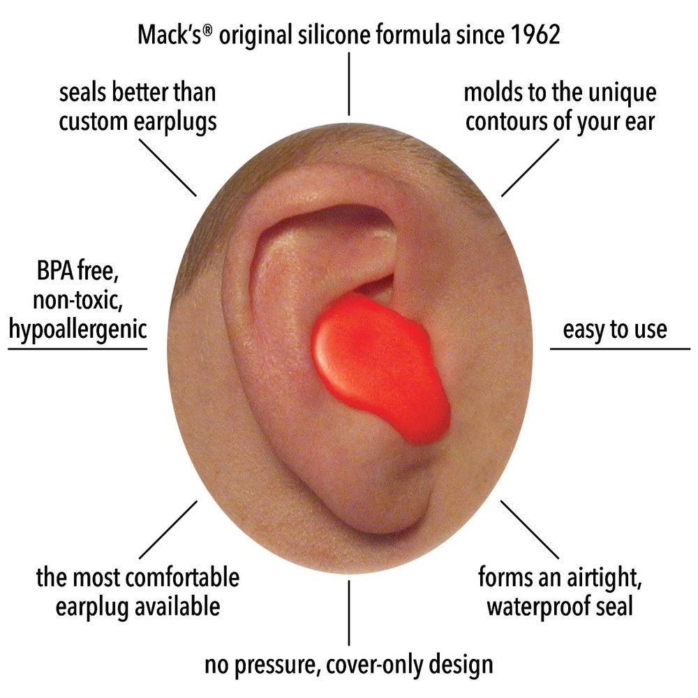 Macks Soft Moldable Silicone Putty Ear Plugs - Kids Size, 6 Pair - Comfortabl...