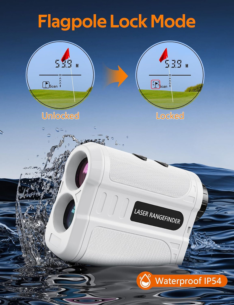 Golf Rangefinder, 6X Magnification Laser Range Finder with Flag Pole Locking Fun