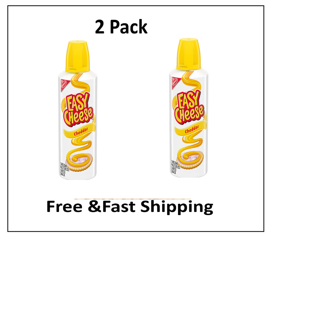 (2 pack) Easy Cheese Cheddar Cheese Snack, 8 oz