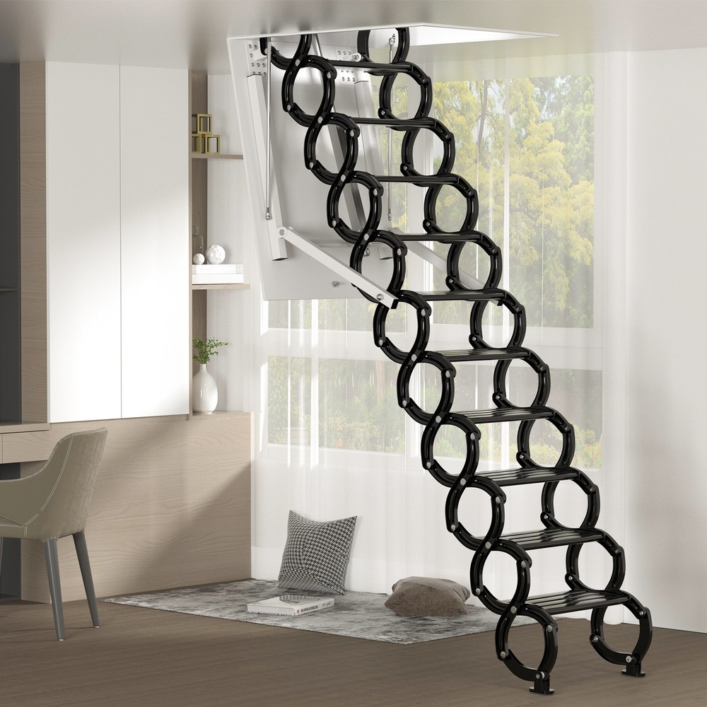 Electirc attic ladder Aluminum folding 9.5FT with remote Fit for loft