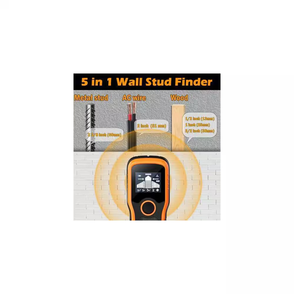 Stud Finder Wall Scanner with Smart Chip Sensor HD LCD Display Audio Alarm 5 in