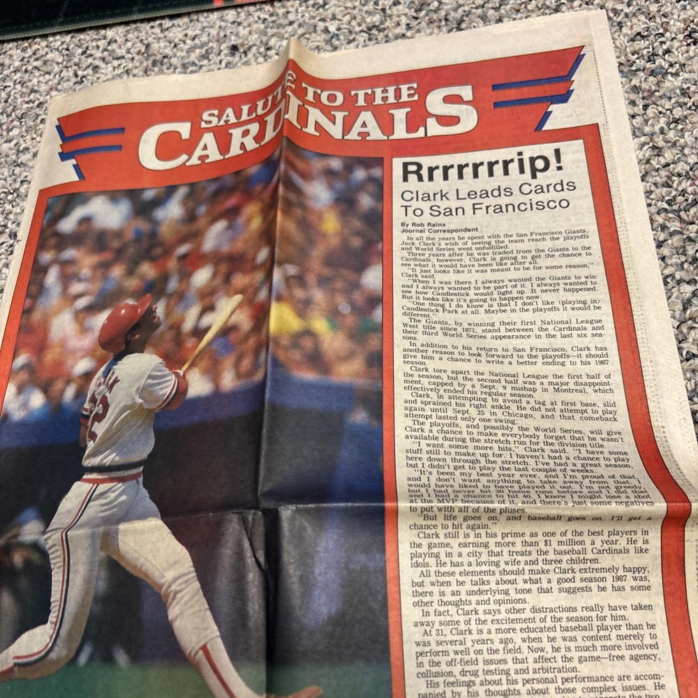 1987 St. Louis Cardinals NLCS Program, Ticket & Newspaper