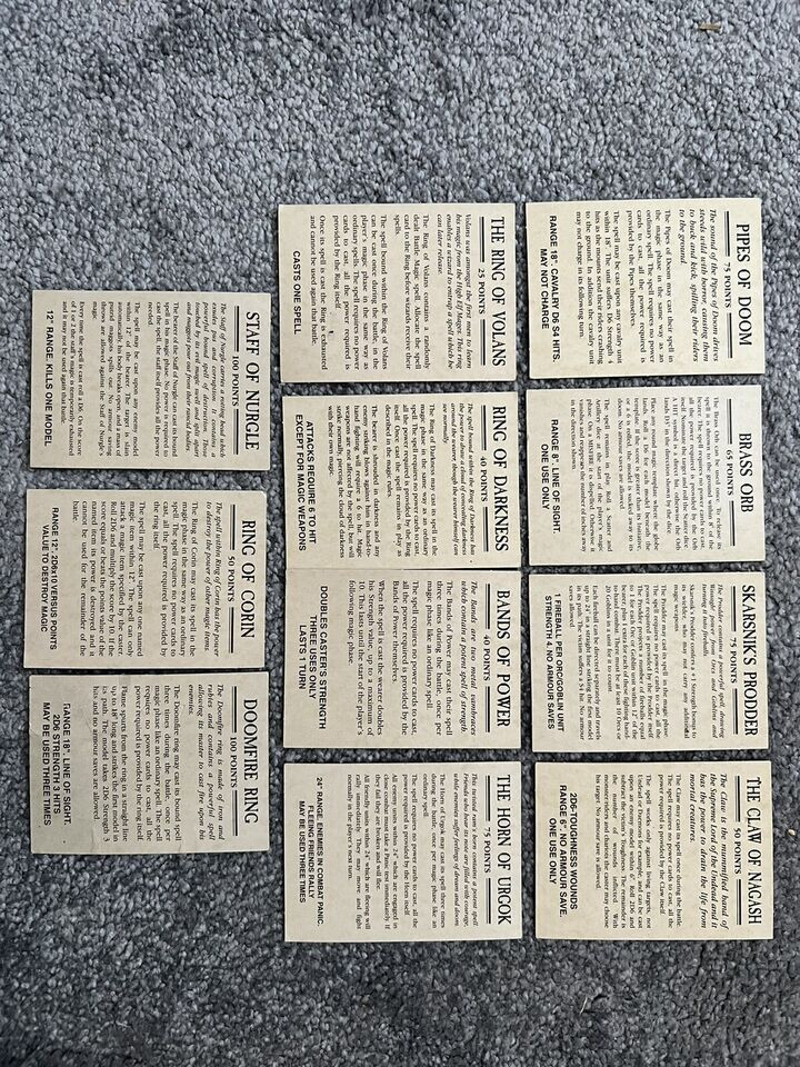 Bound Item cards (11) - Warhammer Magic (5th Edition)