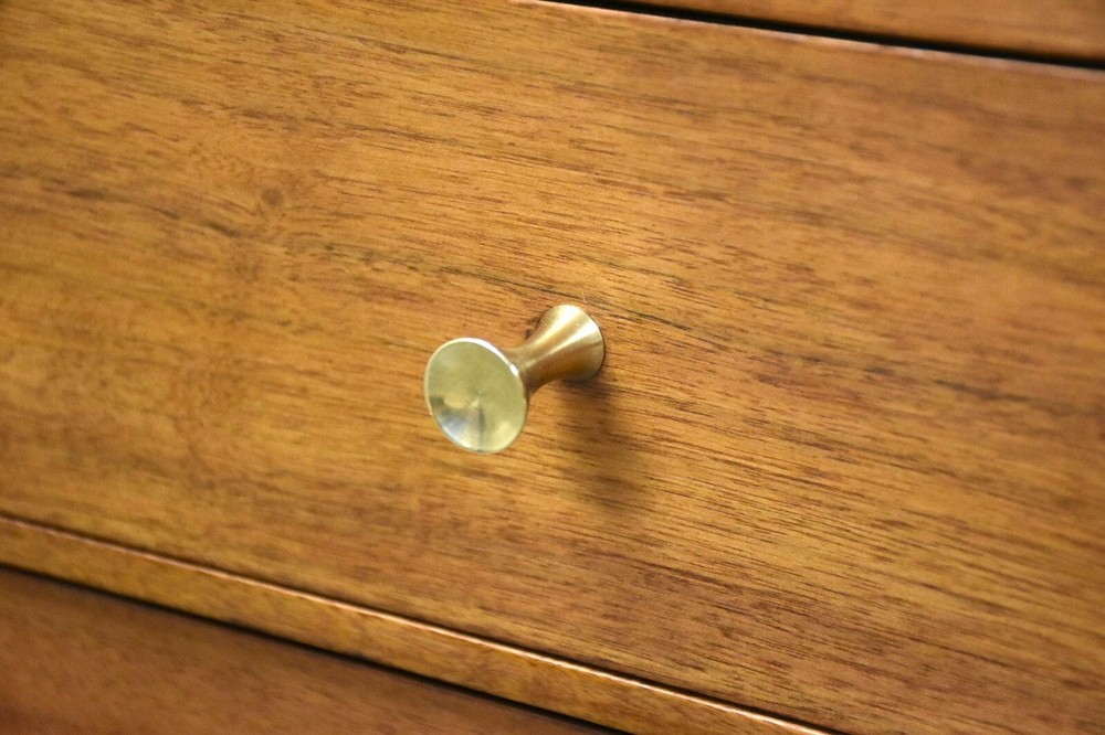 Walnut and Brass Mid Century Credenza