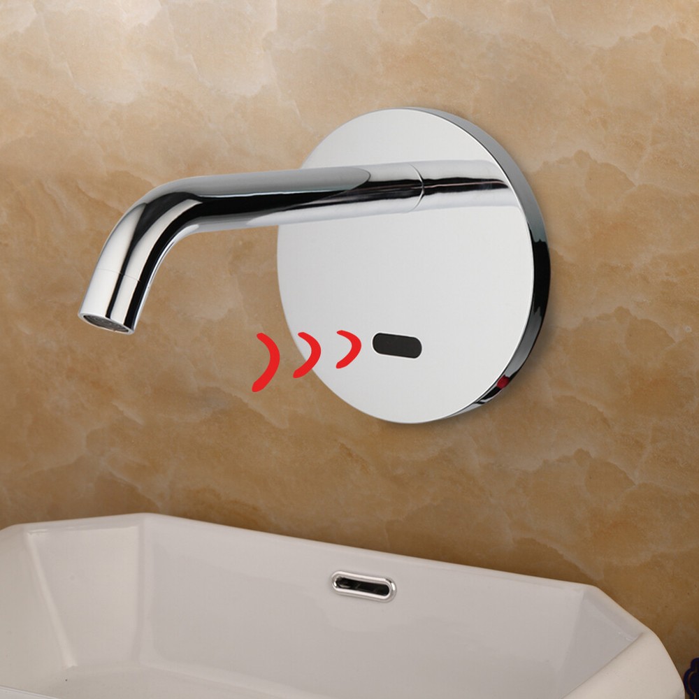 Wall Mount Touchless Bathroom Sink Automatic Sensor Faucet Cold Water Only Taps