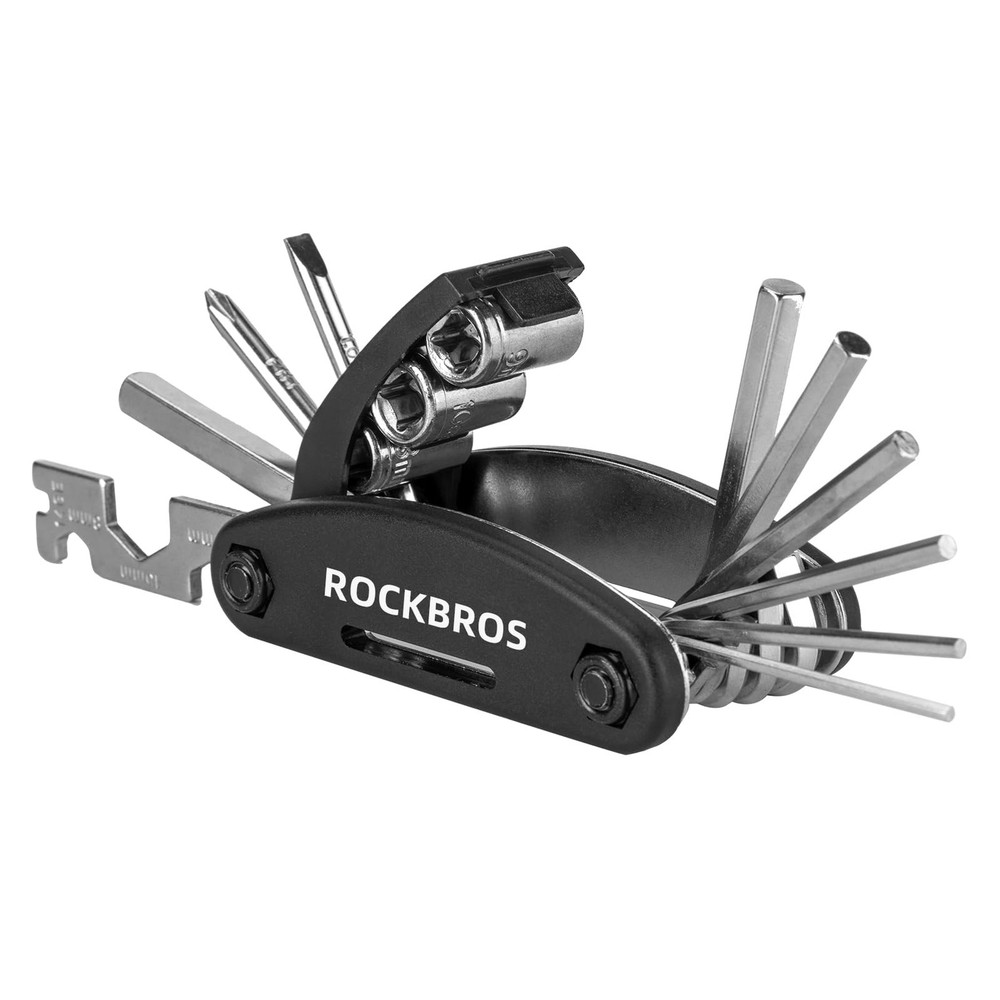 16 In 1 Multi Function Bicycle Tool Kit Portable Foldable Maintenance Black