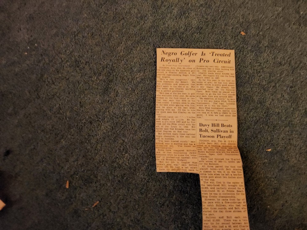 Xm37  Ephemera 1961 Article Charley Sifford Golf