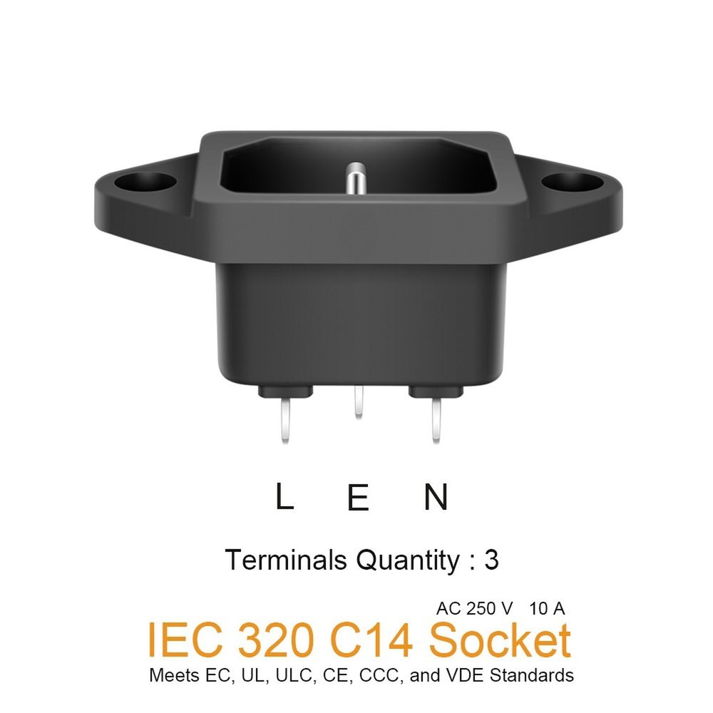10 Pack Ac 250V 10A Iec 320 C14 Panel Mount Plug Adapter Power Connect