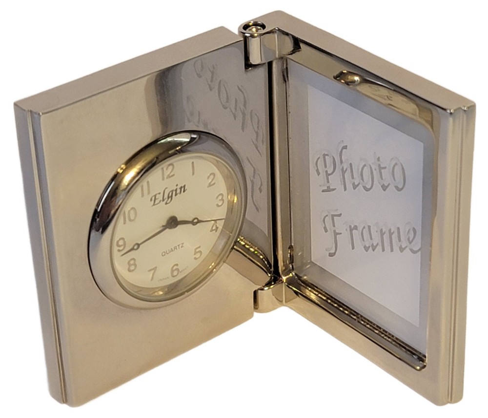 Elgin mini-Clock and Photo Frame Open Box New Battery