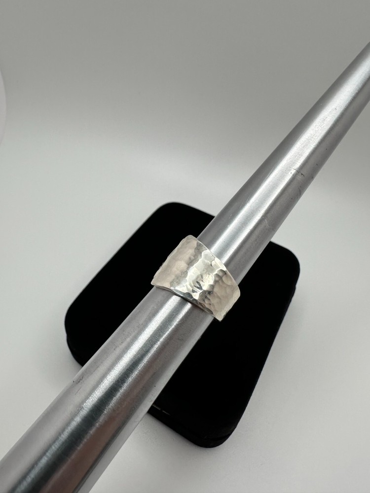 Boho Sterling Silver Hammered Monogrammed "A" Spoon Ring Size 8 JB20