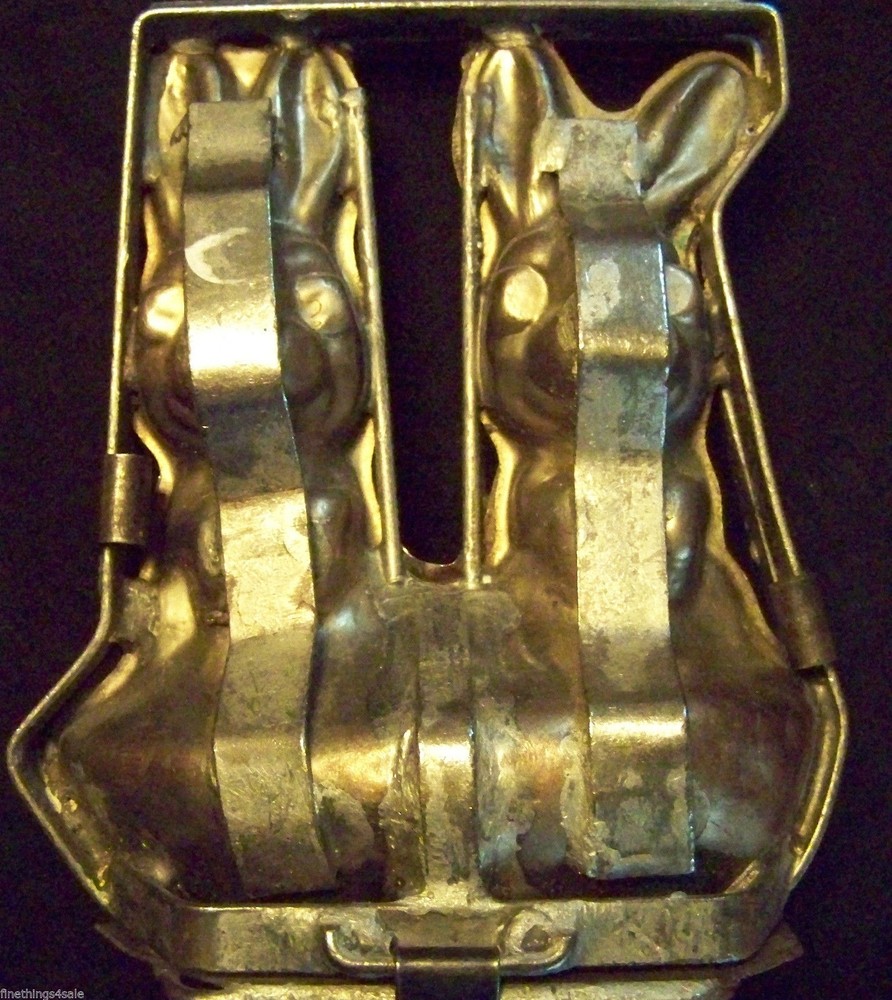 ExLARGE CHOCOLATE RABBIT CANDY MOLD EASTER BUNNY - TIN DOUBLE MODEL - BOOKENDS?