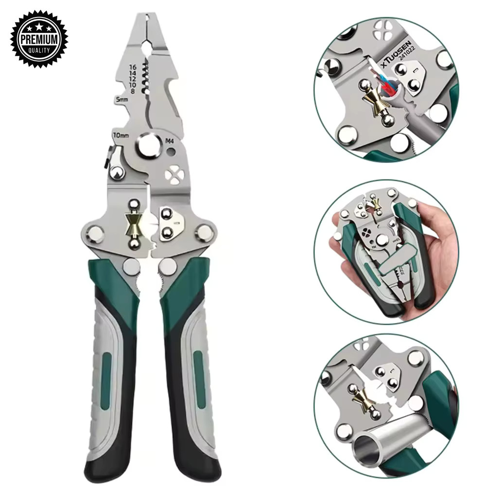 Collapsible Wire Stripper Multi Tool High Carbon Steel Cutter Crimper