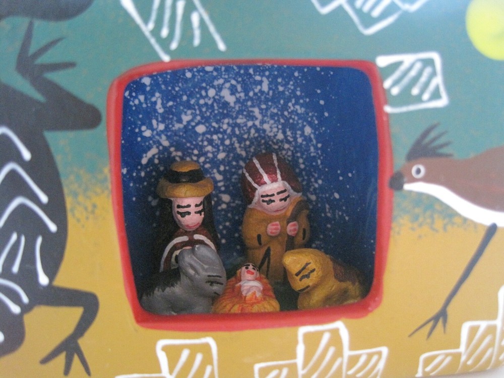 Peru Nativity Lizard Bird Clay Small