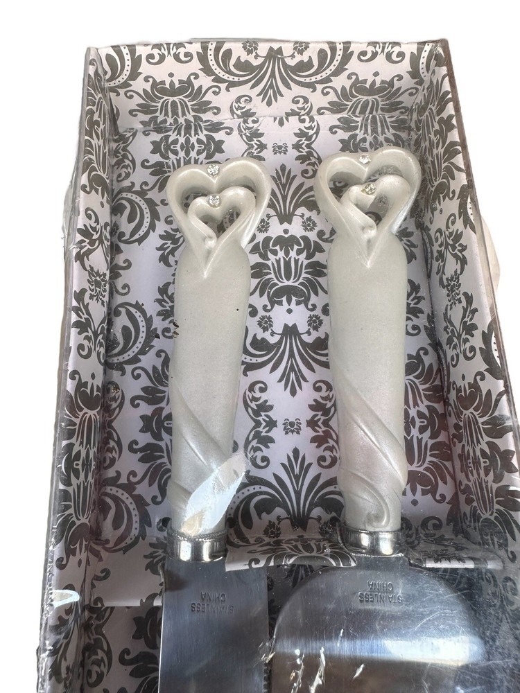 2pc. Hearts Serrated Knife & Cake/Pie Server Wedding Gift Home NWT
