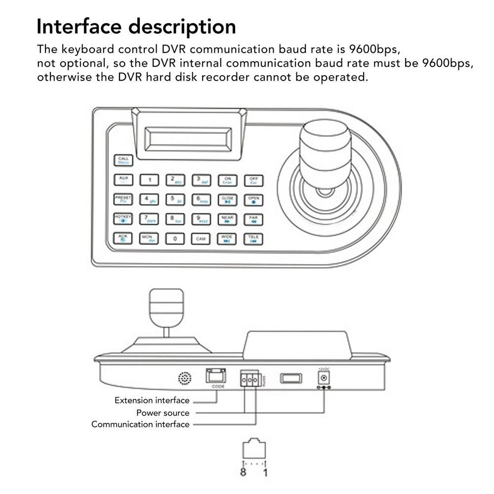 3D PTZ Camera Controller LCD Display Joystick For Surveillance
